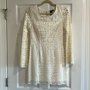 Long sleeve white lace dress